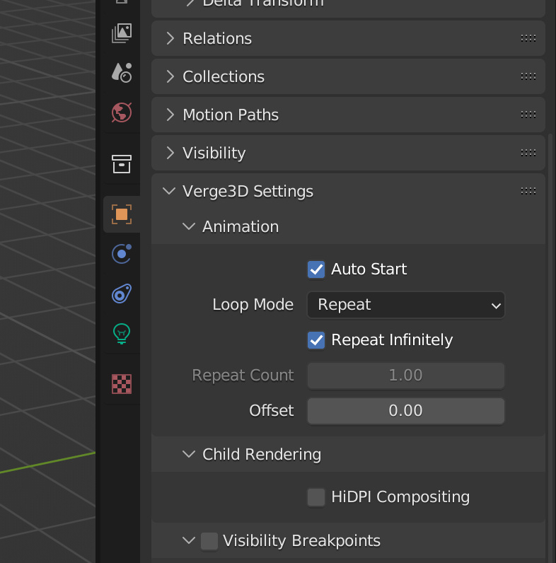 Blender animation settings panel