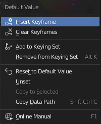 Inserting keyframes for node material animation in Blender