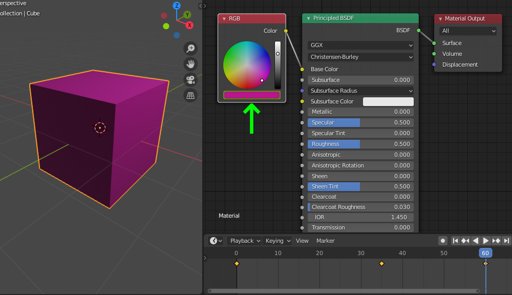 Node material animation in Blender