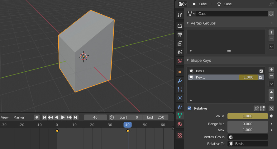 Shape key animation in Blender
