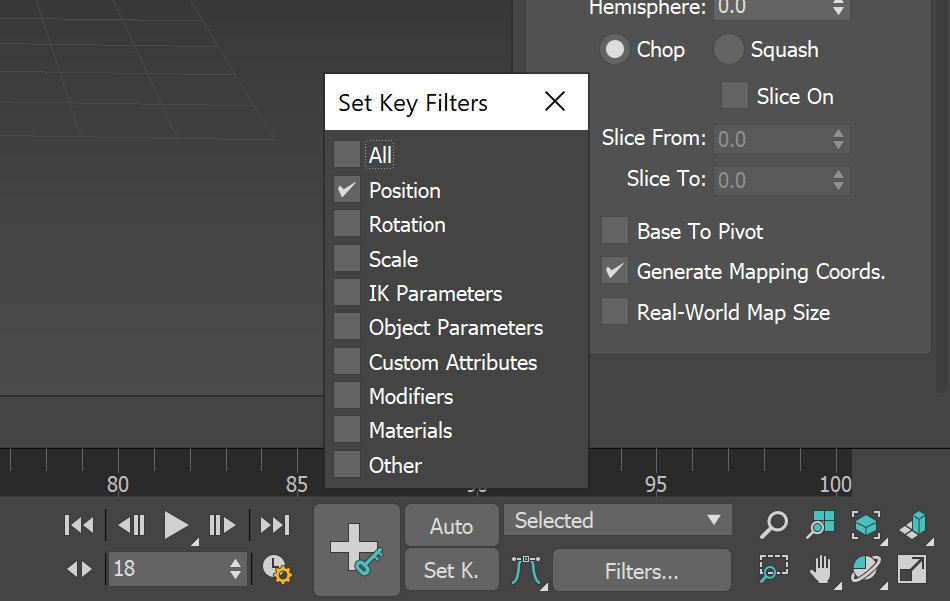 3ds Max animation key filters