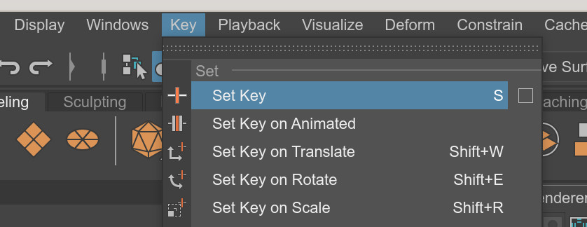 Inserting keyframes in Maya