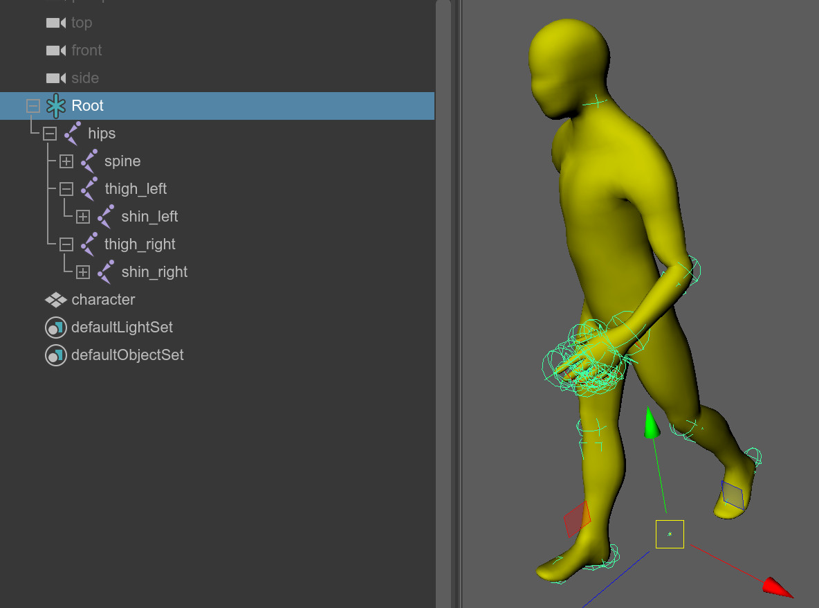 Inserting keyframes for skeletal animation in Maya