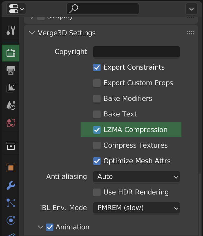 Enable LZMA compression in Blender