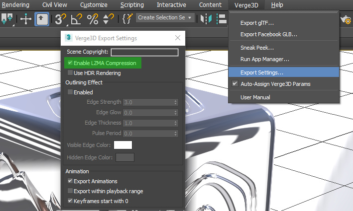 Enable LZMA compression in 3ds Max
