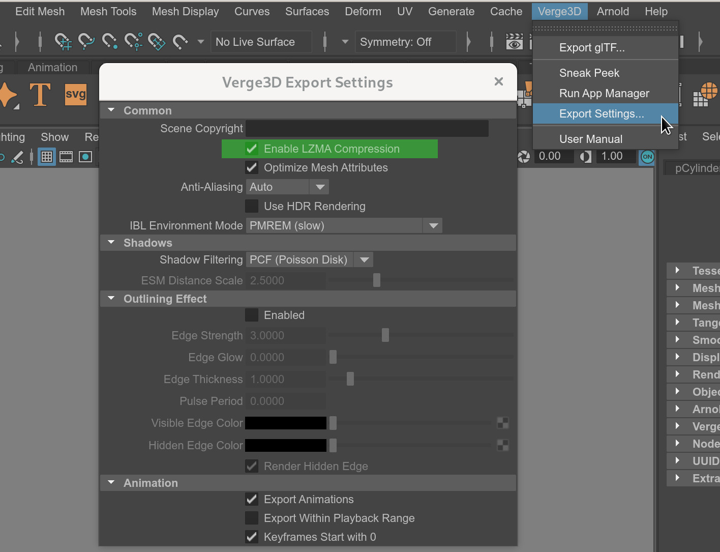 Enable LZMA compression in Maya