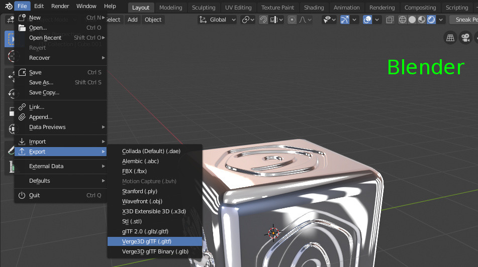 Exporting Blender scene to glTF