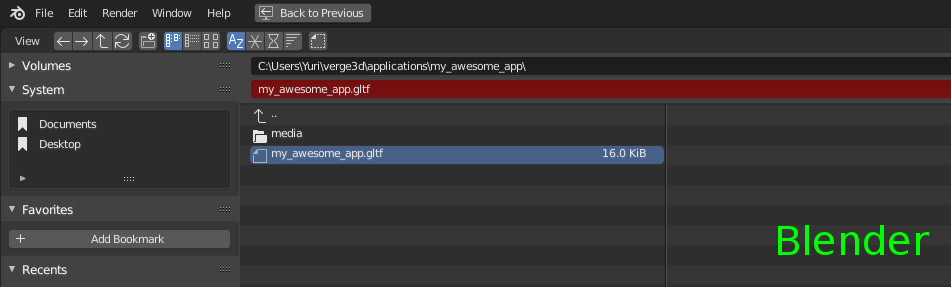 Selecting name for exported glTF asset