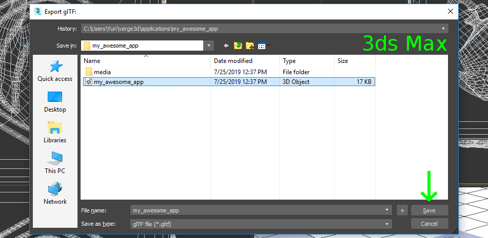 Selecting name for exported glTF asset