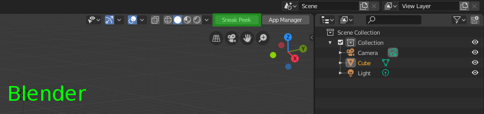 Blender中的Sneak Peek按钮