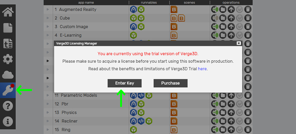 Activating Verge3D for Blender license