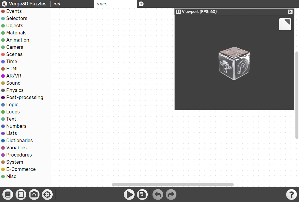 Puzzles editor screen