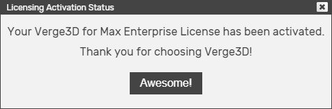 License activation status dialog