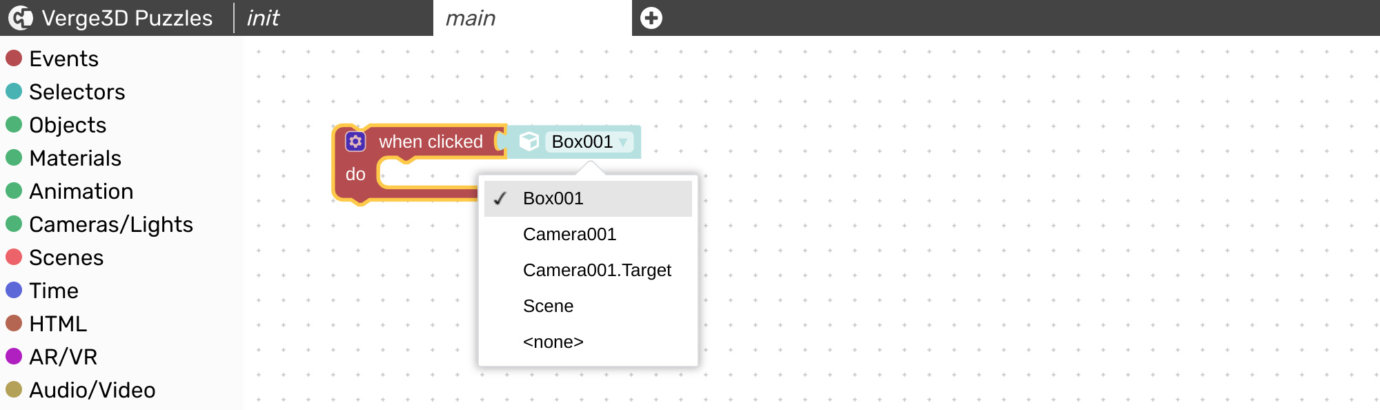 Adding when clicked puzzle from the toolbox