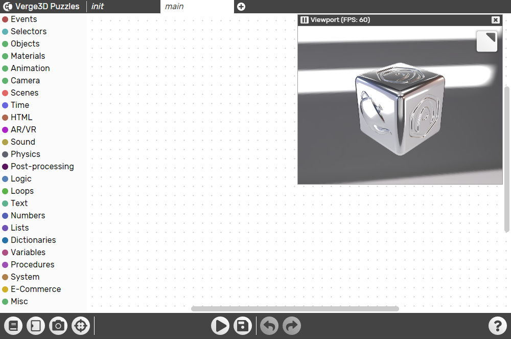 Puzzles editor screen