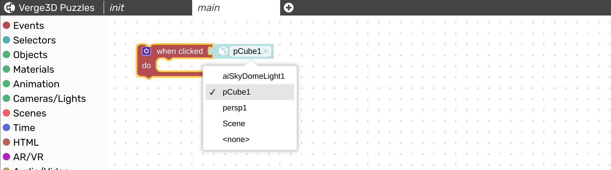 Adding when clicked puzzle from the toolbox