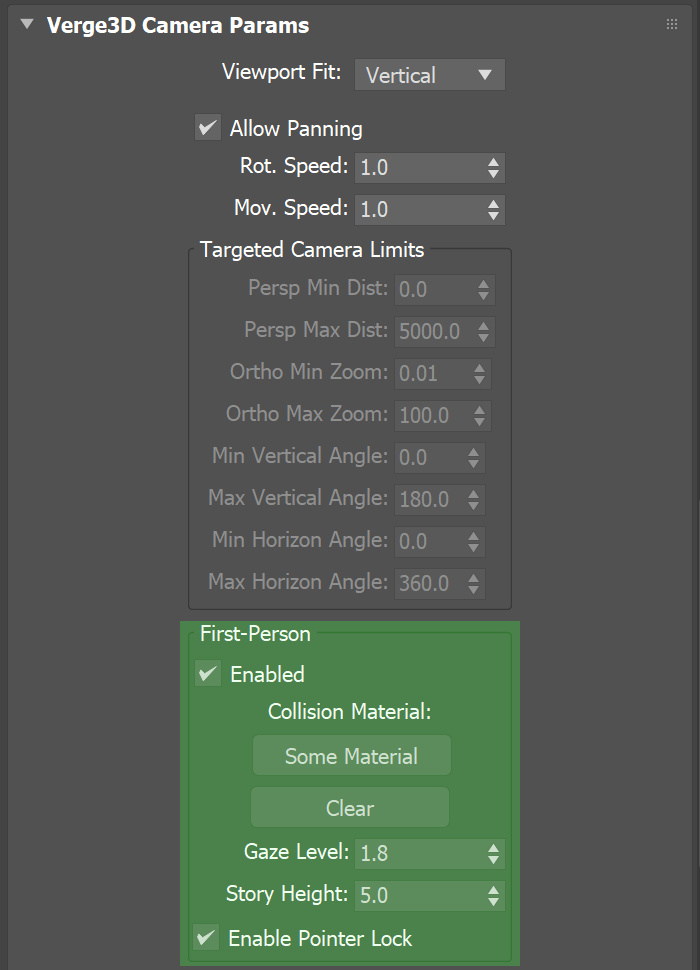 First-person character settings in 3ds Max