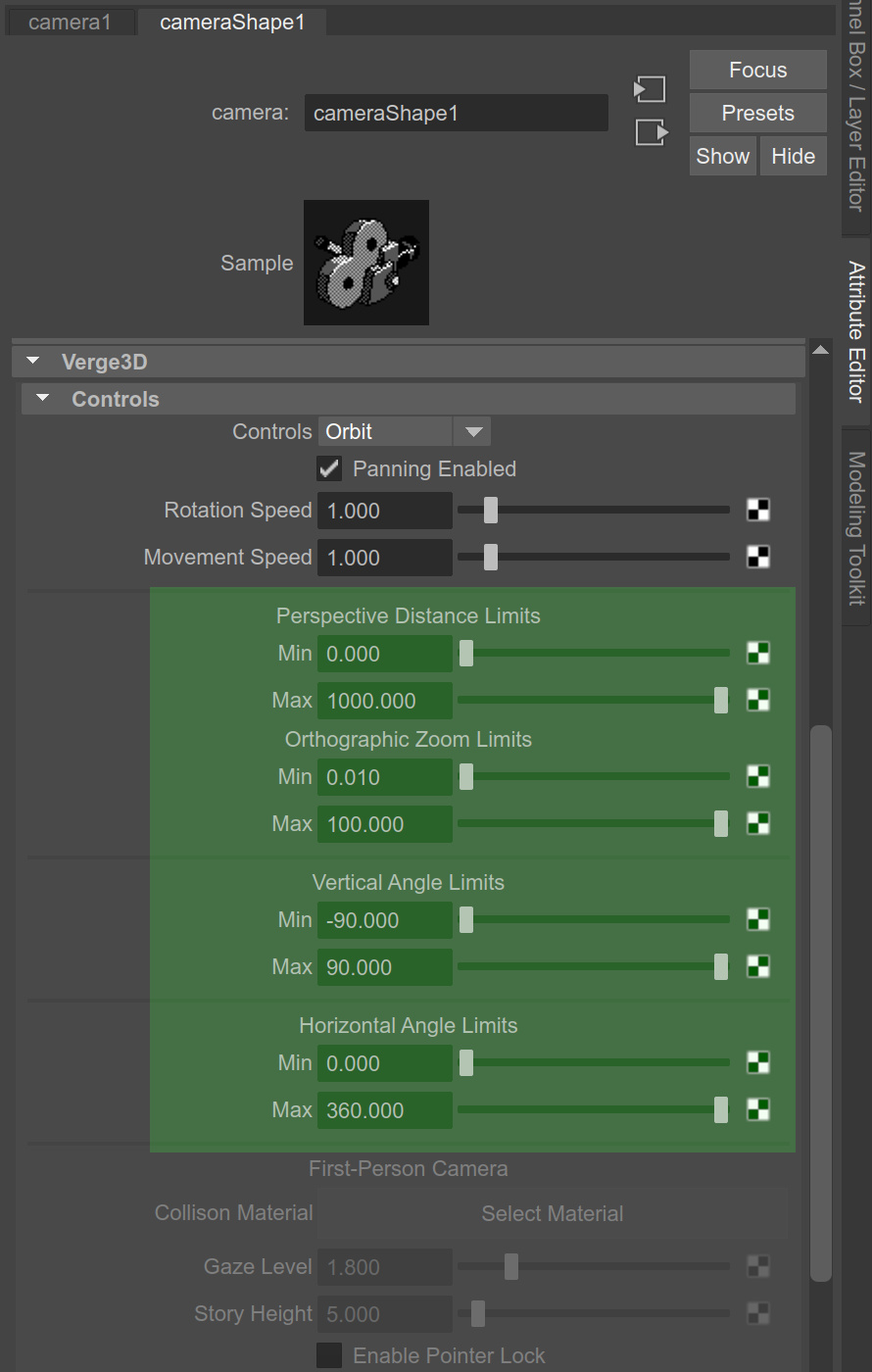 Orbit camera settings in Maya