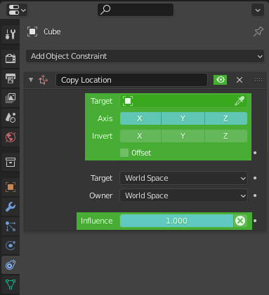 Blender Copy Location constraint