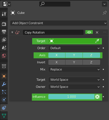 Blender Copy Rotation constraint