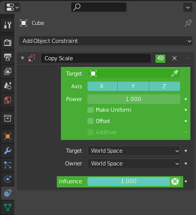 Blender Copy Scale constraint