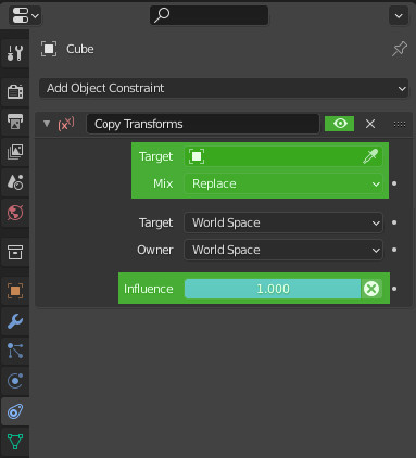 Blender Copy Transforms constraint
