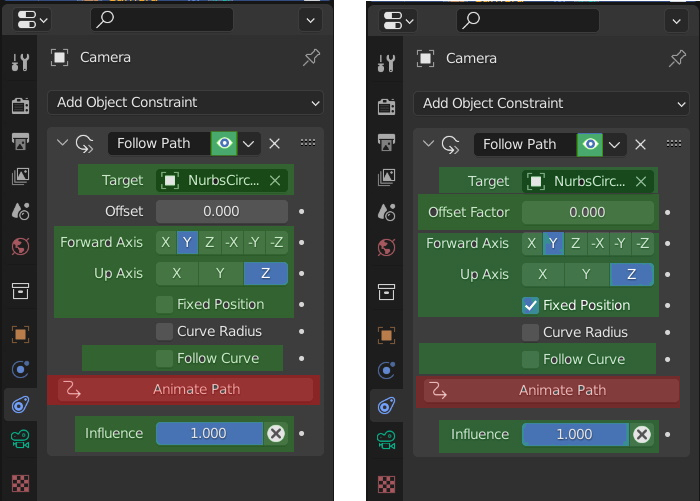 Blender Follow Path constraint