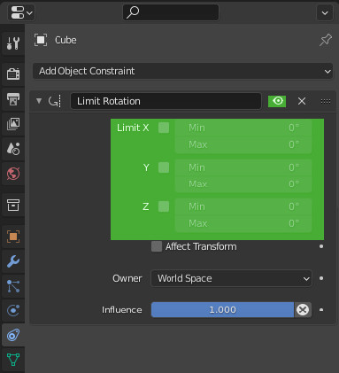 Blender Limit Rotation constraint