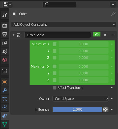 Blender Limit Scale constraint