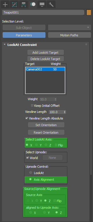 3ds Max LookAt constraint