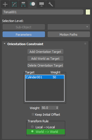3ds Max orientation constraint