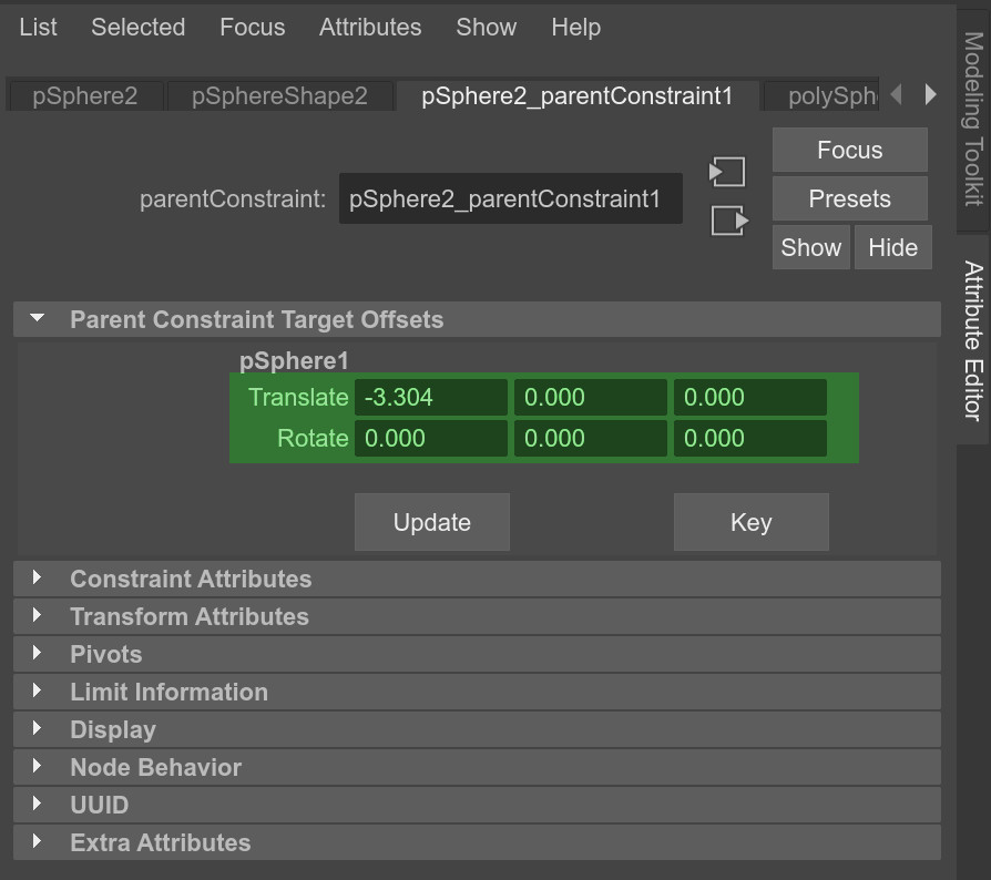 Maya parent constraint