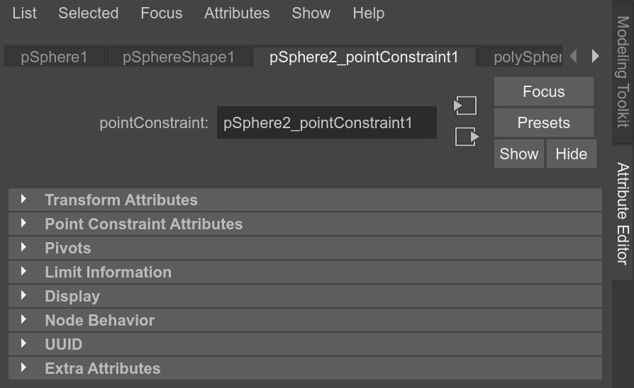 Maya point contraint