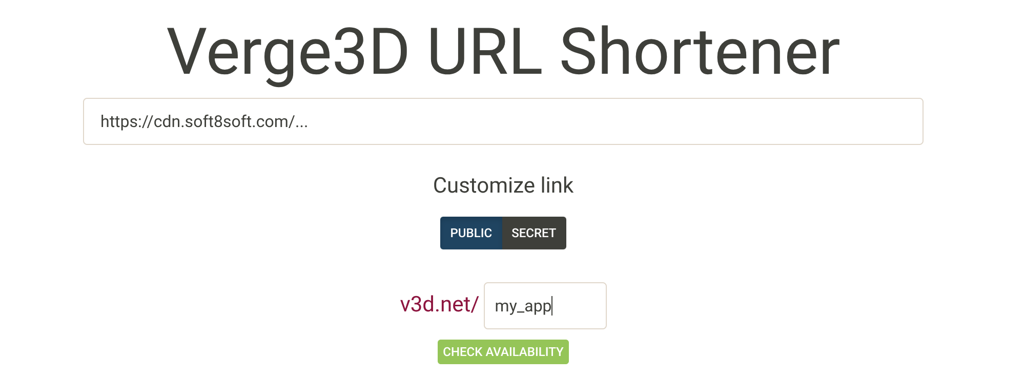 Verge3D Network URL shortener