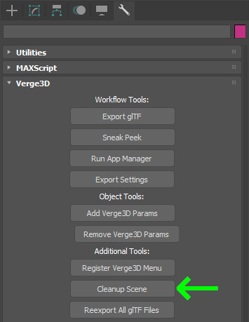 Cleanup Verge3D scene in 3ds Max