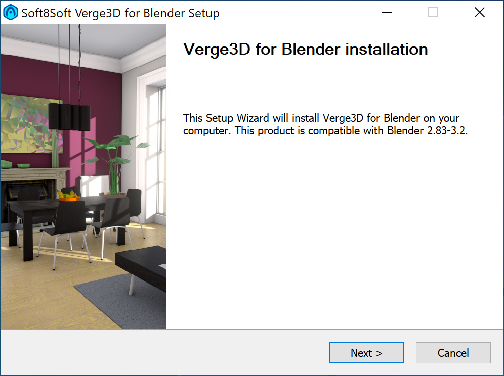 Running Verge3D for Blender installation