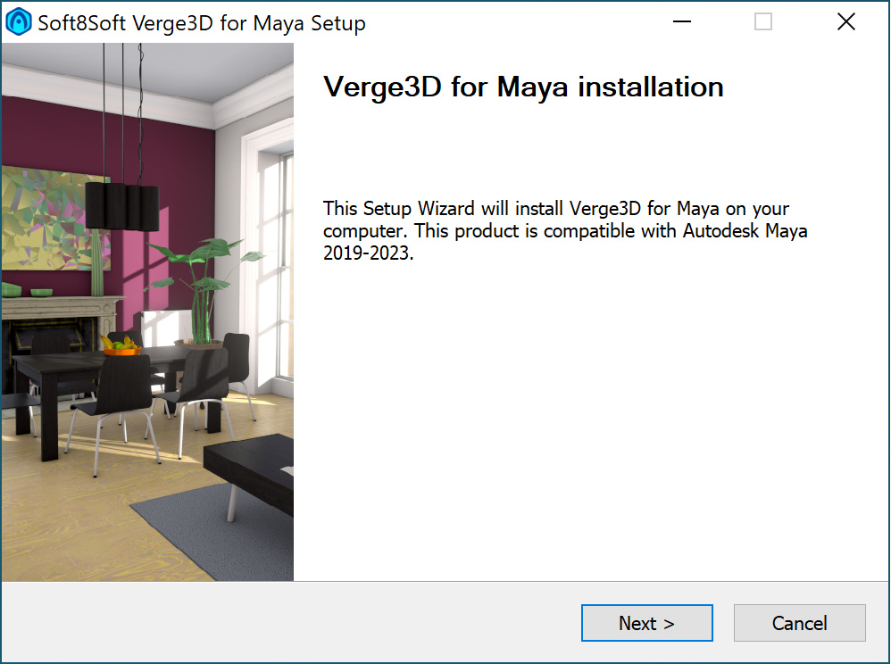 Running Verge3D for Maya installation