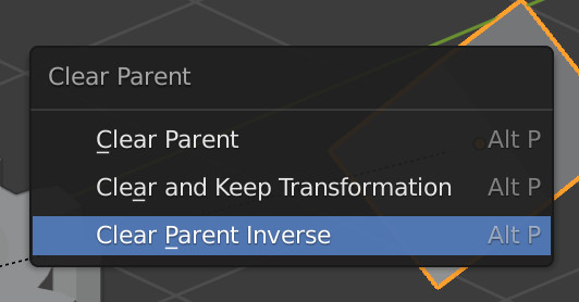 Clear parent inverse matrix in Blender