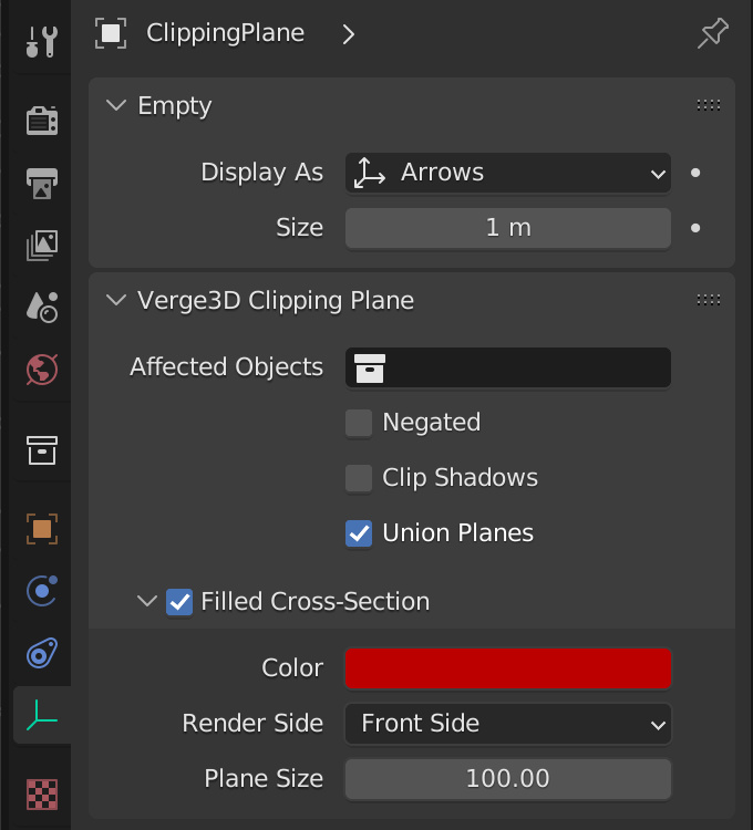 Blender clipping plane properties