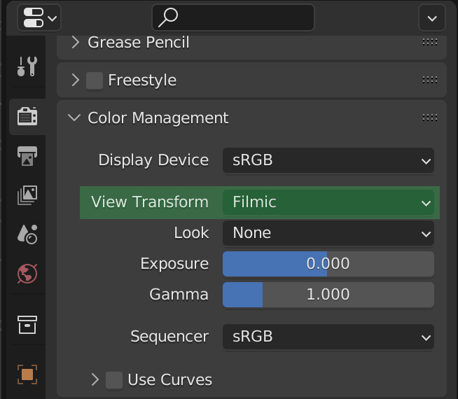 Blender Color Management properties