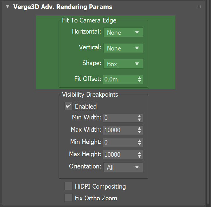 Fit to camera edge settings in 3ds Max