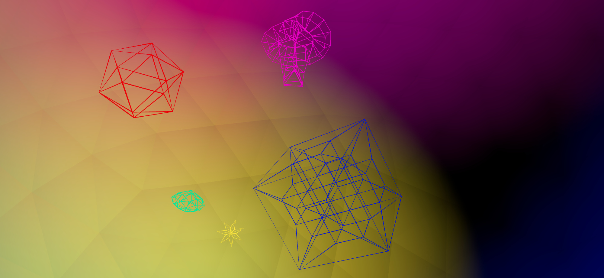 Object wireframes displayed with the line rendering feature