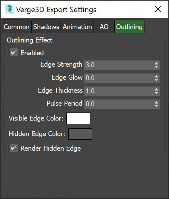 Outline settings window