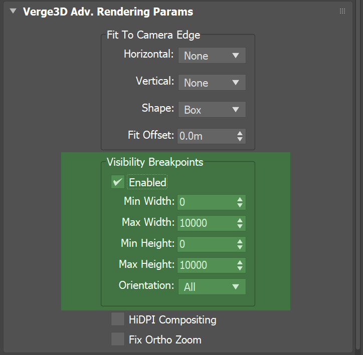 Configuring visiblity breakpoints