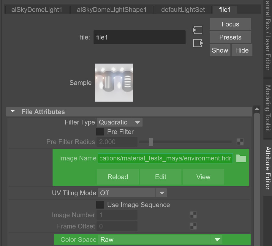 Setting color space for aiSkyDomeLight