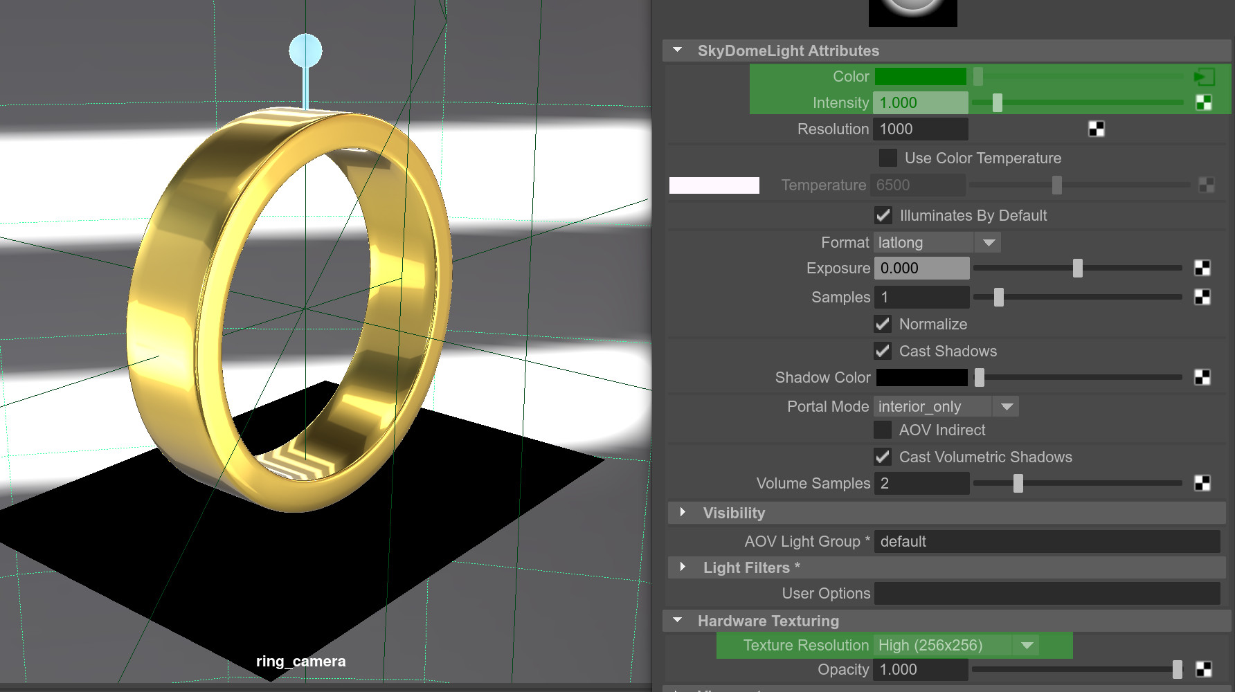 Using Maya's aiSkyDomeLight object