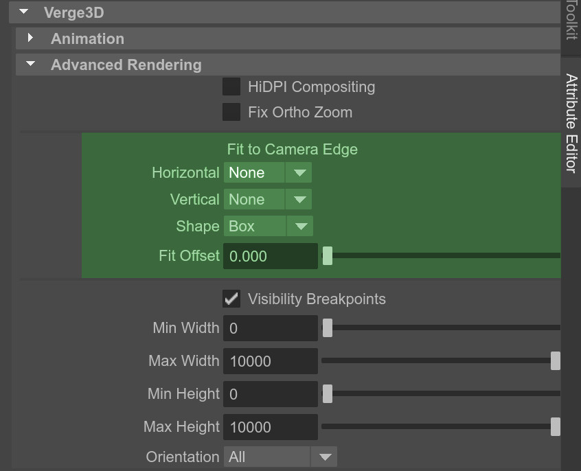 Fit to camera edge settings in Maya