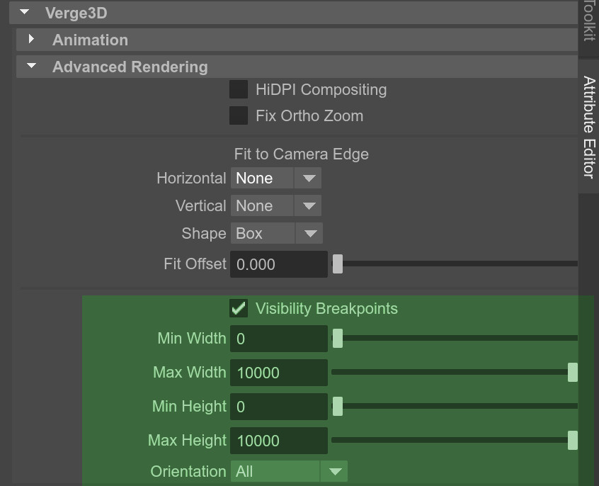 Visibility breakpoint feature in Maya
