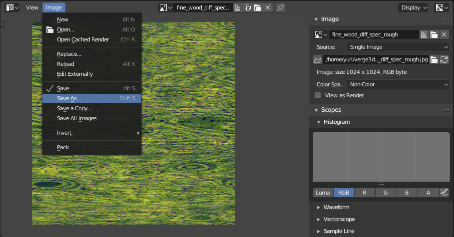 Resaving image in Blender