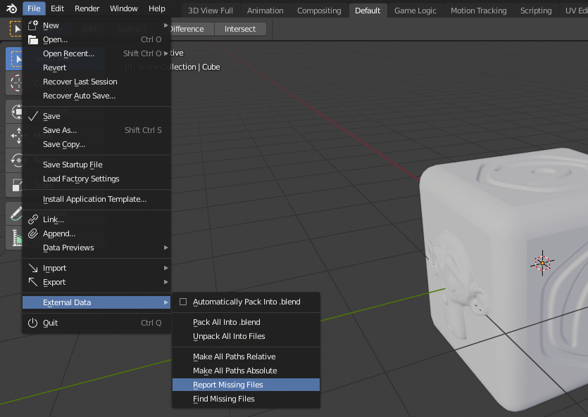 Checking integrity of Blender scene